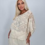 Bluză tip ie din bumbac cu perforații