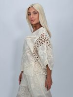 Bluză tip ie din bumbac cu perforații - imagine 4