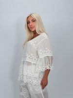 Bluză tip ie din bumbac cu broderie - imagine 8