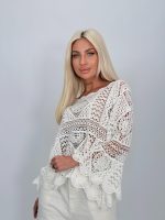 Bluză croșetată din bumbac cu mâneci tip clopot - imagine 3