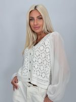 Bluză croșetată cu mâneci din voal - imagine 2