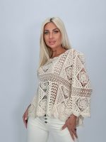 Bluză croșetată din bumbac cu mâneci tip clopot - imagine 6