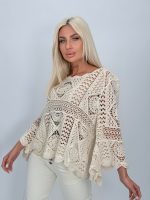 Bluză croșetată din bumbac cu mâneci tip clopot - imagine 7