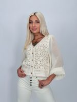 Bluză croșetată cu mâneci din voal - imagine 6