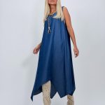 Rochie din lyocell cu colier