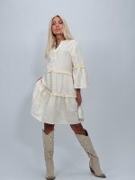 Rochie tunică cu broderie bej