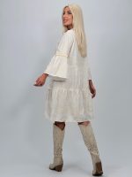 Rochie tunică cu broderie bej - imagine 6