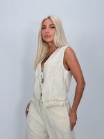 Set din in vestă și pantalon cu broderie - imagine 4