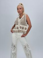 Vestă croșetată cu franjuri - imagine 7