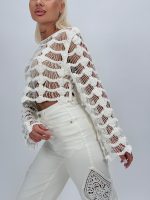 Bluză scurtă croșetată - imagine 3