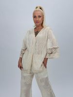 Blazer din bumbac cu broderie - imagine 6