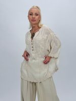 Bluză din bumbac cu broderie și 4 nasturi - imagine 5