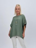 Bluză oversized cu broderie și colier - imagine 13