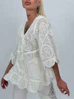 Bluză din bumbac cu broderie și mâneci clopot - imagine 3