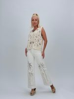 Vestă croșetată cu broderie bej - imagine 5