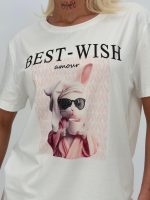 Tricou din bumbac cu imprimeu kitty - imagine 3