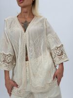 Blazer din bumbac cu broderie - imagine 8