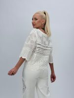 Cardigan scurt cu broderie - imagine 4