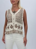 Vestă croșetată cu franjuri - imagine 8