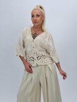 Cardigan scurt cu broderie - imagine 6