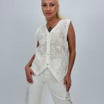 Vestă din bumbac cu broderie