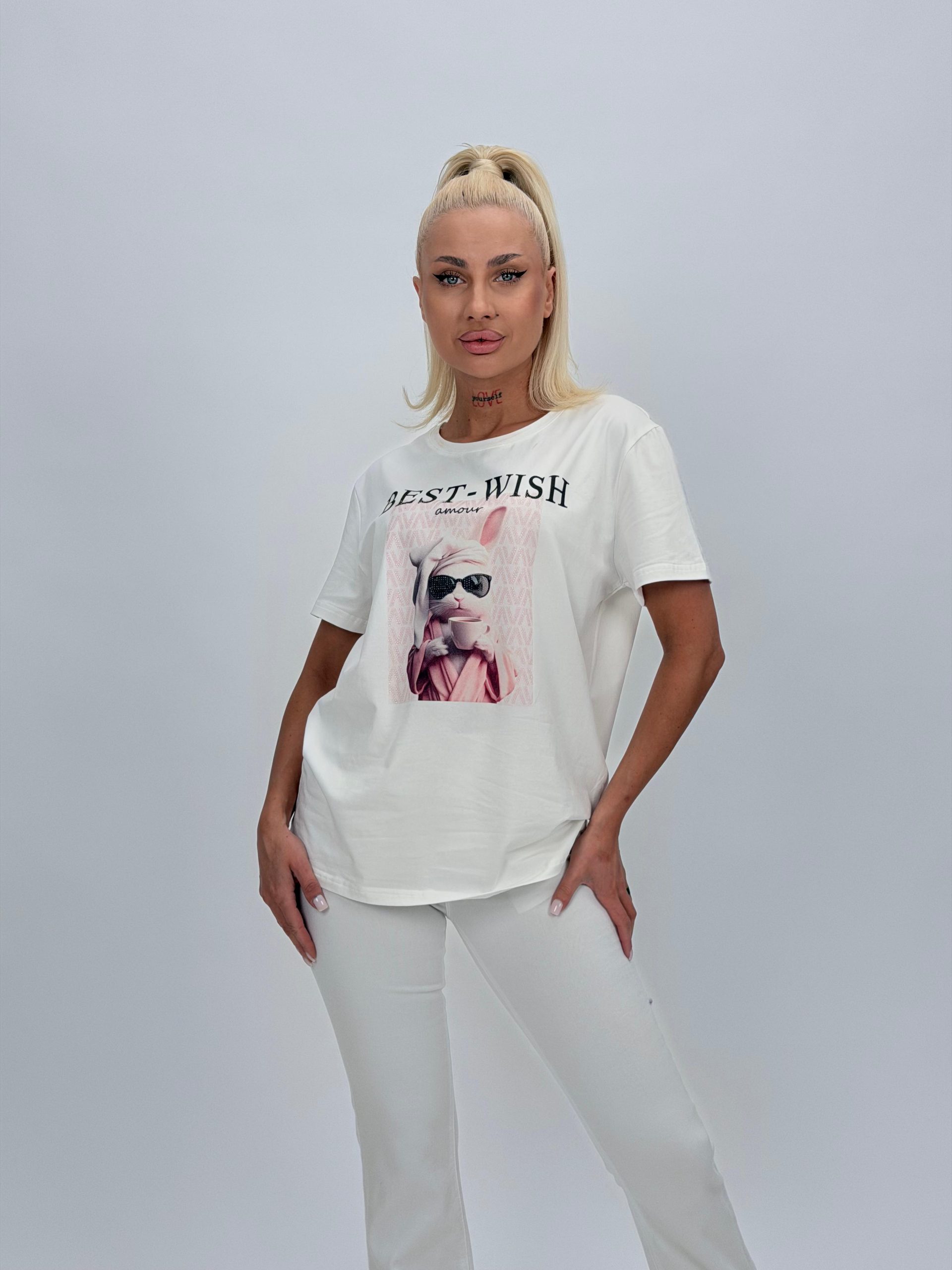 d331ec97-bfed-4552-acaa-04ec93236800 Tricou din bumbac cu imprimeu kitty - imagine 1