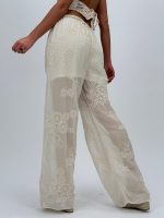 Pantalon din bumbac cu broderie - imagine 8