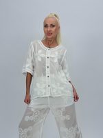 Bluză din bumbac cu boderie și nasturi - imagine 2