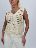 Vestă croșetată cu franjuri - imagine 3