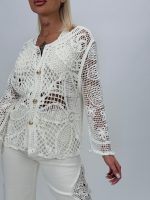 Cardigan croșetat cu butoni aurii - imagine 4