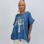 Bluză din lyocell cu imprimeu