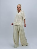 Bluză din bumbac cu boderie și nasturi - imagine 10