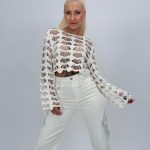 Bluză scurtă croșetată