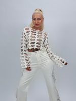 Bluză scurtă croșetată