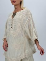 Bluză din bumbac cu broderie și 4 nasturi - imagine 7