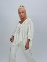 Bluză din bumbac cu broderie și nasturi - imagine 2