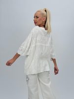 Bluză din bumbac cu broderie și nasturi - imagine 5