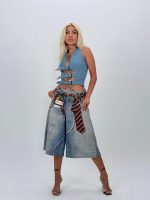 Top din denim tip corset - imagine 6