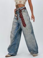 Jeans | Blug wide leg imprimat cravată - imagine 4