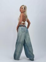 Jeans | Blug wide leg cu imprimeu cravată - imagine 6