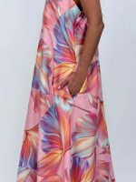 Rochie lungă din satin imprimat - imagine 5