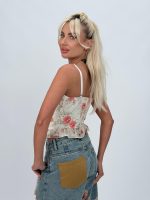 Top corset cu volane și imprimeu floral - imagine 4