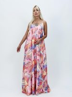 Rochie lungă din satin imprimat