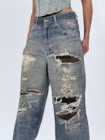 Jeans | Blug wide leg imprimat rupturi - imagine 5