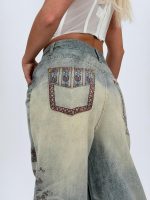 Jeans | Blug wide leg imprimat baroc - imagine 6
