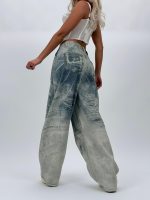 Jeans | Blug wide leg imprimat nisipiu - imagine 6
