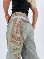 Jeans | Blug wide leg cu imprimeu cravată - imagine 7