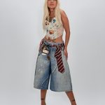 Jeans | Blug wide leg 3/4 imprimat