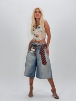 Jeans | Blug wide leg 3/4 imprimat