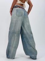 Jeans | Blug wide leg cu imprimeu cravată - imagine 5